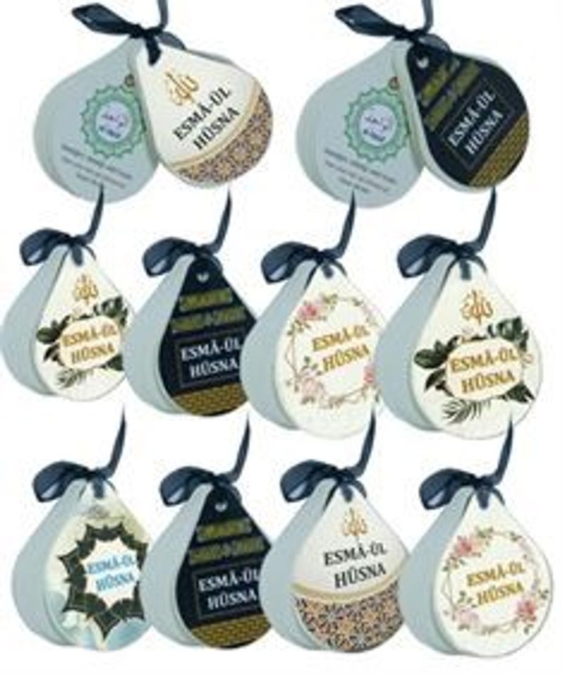 Esma-ül Hüsna Damla Şekilli Kartela (10'lu Paket) Arapçası, Türkçesi ve Anlamı kitap kapağı
