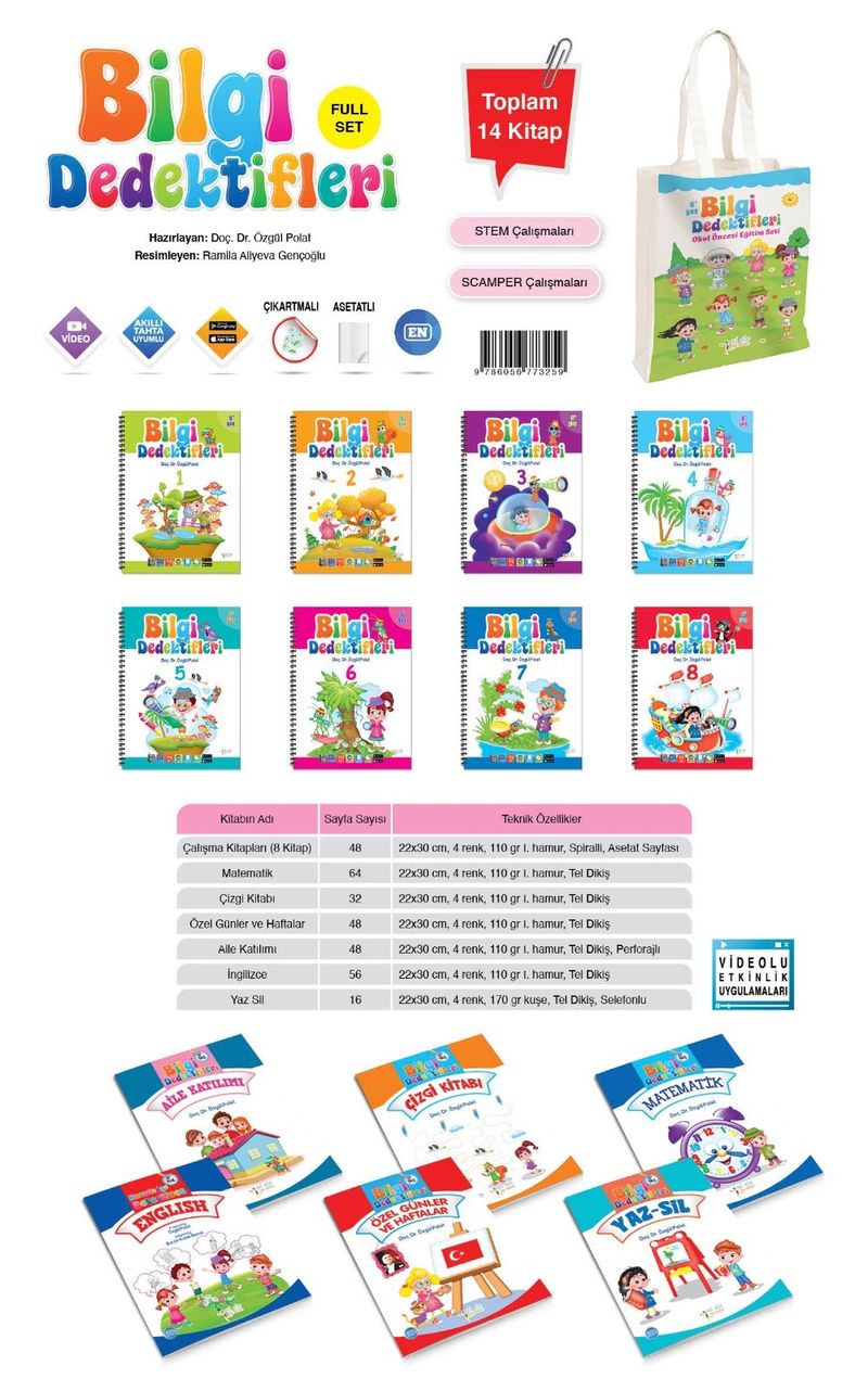 Bilgi Dedektifleri 5+ Yaş Çantalı Set (14 Kitap) kitap kapağı
