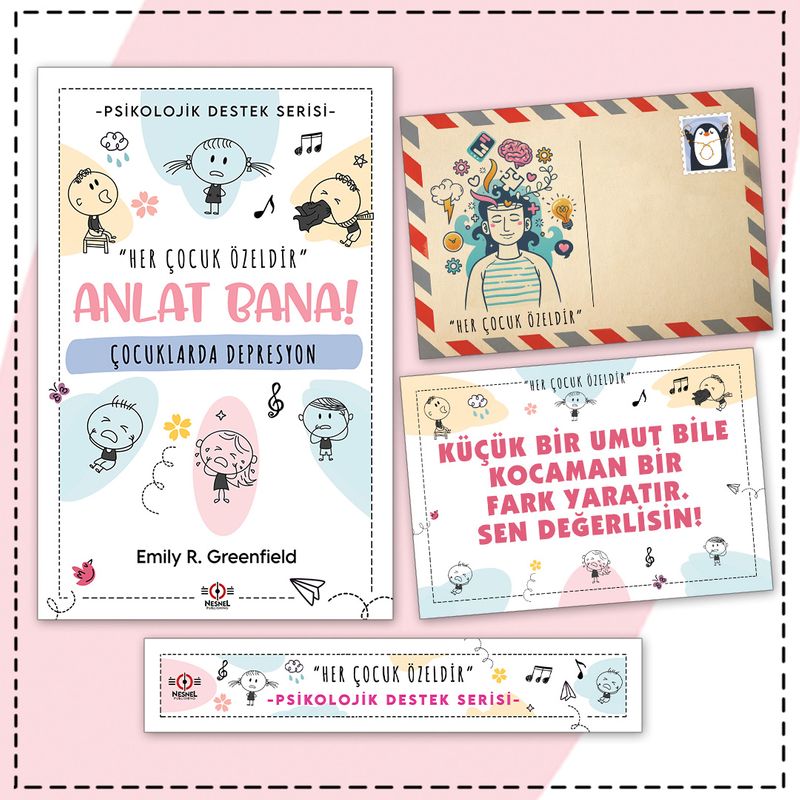 Çocuklarda Depresyon - Kartpostal ve Ayraç kitap kapağı