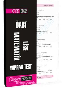 2022 KPSS ÖABT Lise Matematik Yaprak Test kitap kapağı