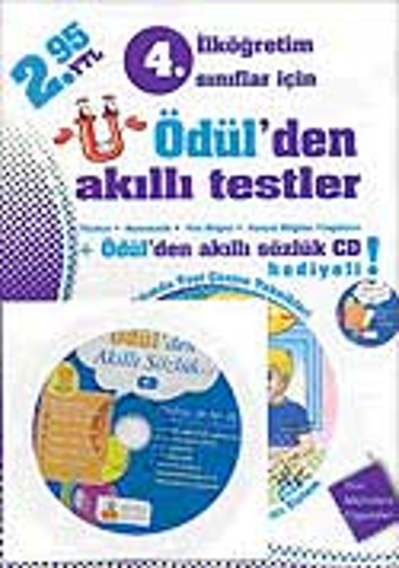İlköğretim 4. Sınıf Ödül'den Akıllı Testler Cd Hediyeli kitap kapağı