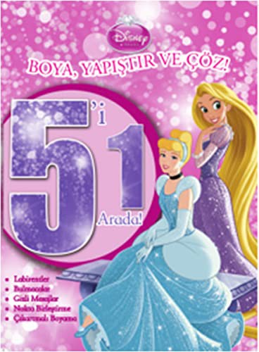 Disney Prensesler 5'i 1 Arada Boya Yapıştır Çöz kitap kapağı