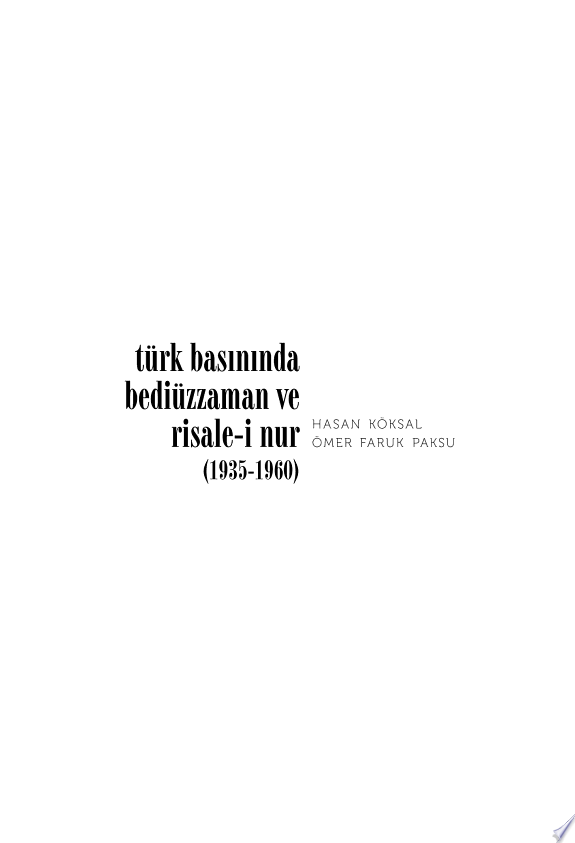 Türk Basınında Bediüzzaman ve Risale-i Nur kitap kapağı