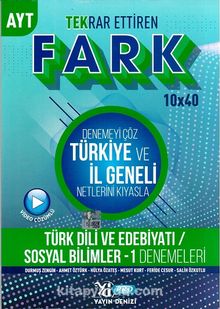 AYT Türk Dili ve Edebiyatı Sosyal Bilimler 1 Fark 10x40 Tekrar Ettiren Denemeleri kitap kapağı