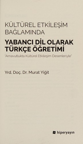 Kültürel Etkileşim Bağlamında Yabancı Dil Olarak Türkçe Öğretimi kitap kapağı