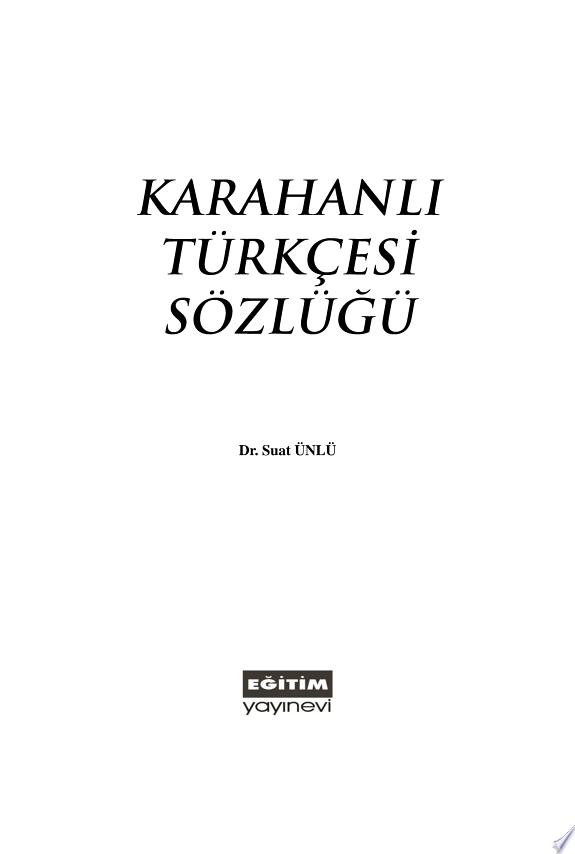 Karahanlı Türkçesi Sözlüğü kitap kapağı