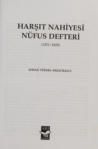Harşıt Nahiyesi Nüfus Defteri kitap kapağı