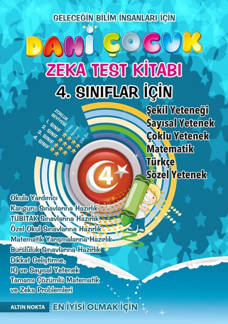 Dahi Çocuk Zeka ve Test Kitabı 4. Sınıflar İçin Soru Bankası -Tamamı Çözümlü kitap kapağı