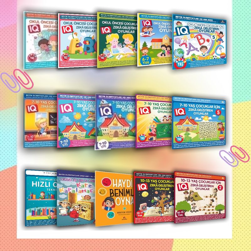Çocuklar İçin IQ Geliştirici Zeka Oyunları (15 Kitap Set) kitap kapağı
