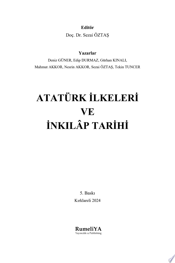 Atatürk İlkeleri ve İnkılâp Tarihi kitap kapağı