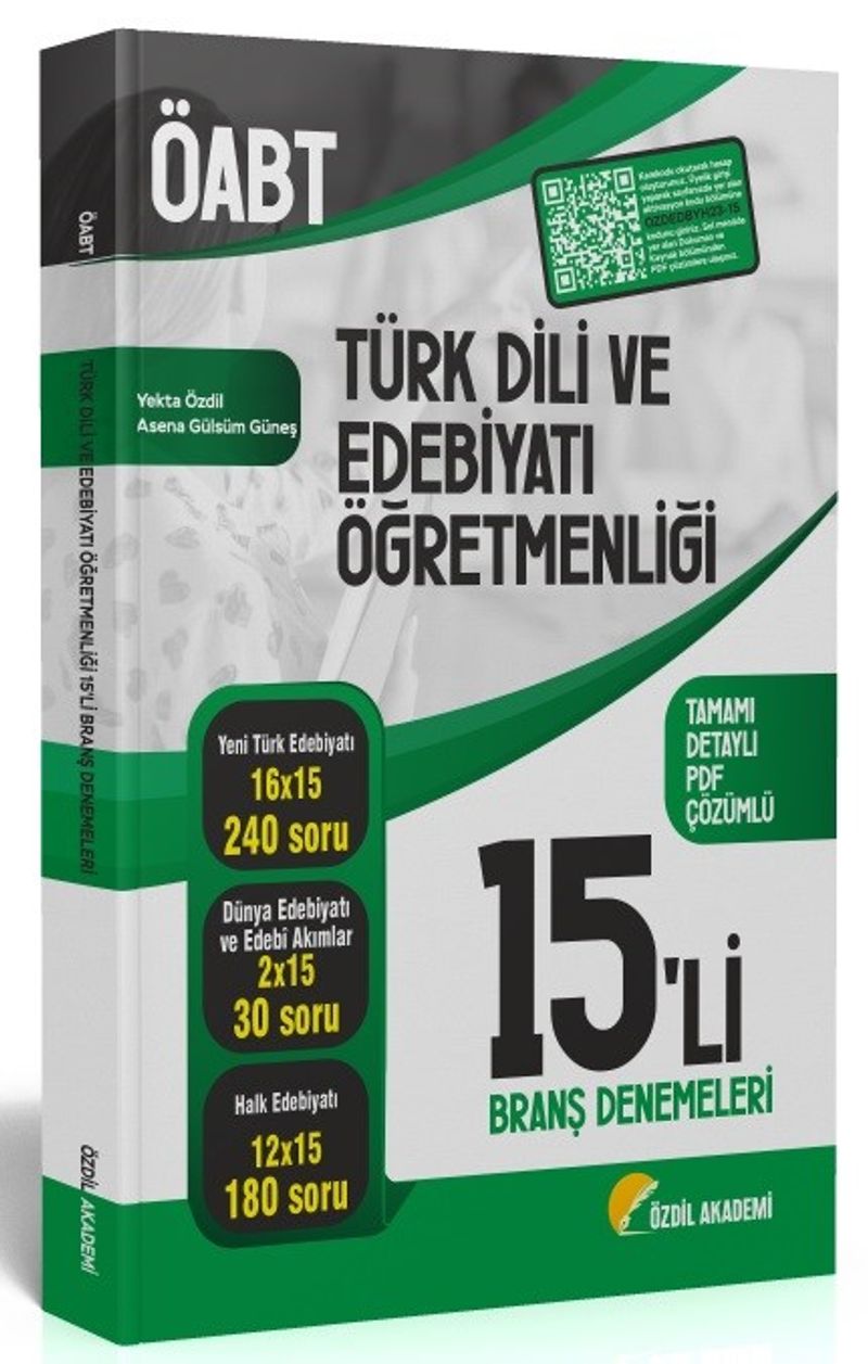 ÖABT Türk Dili ve Edebiyatı 15'li Branş Denemeleri Çözümlü kitap kapağı