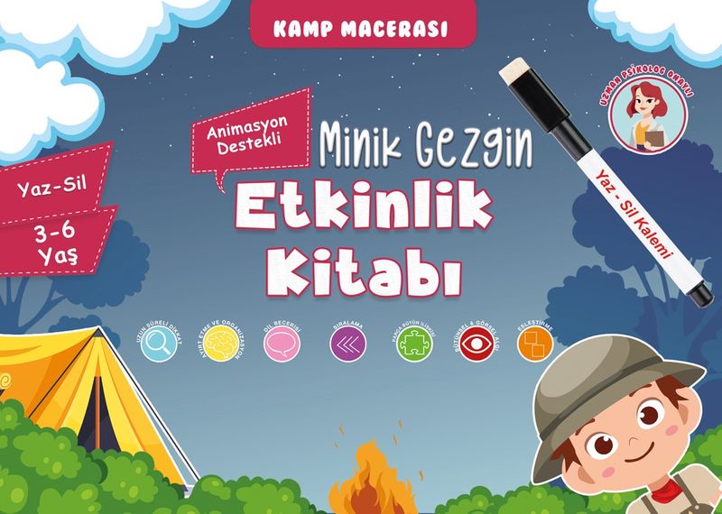 Minik Gezgin Etkinlik Kitabı (Animasyon Destekli) Yaz-Sil 3-6 Yaş kitap kapağı