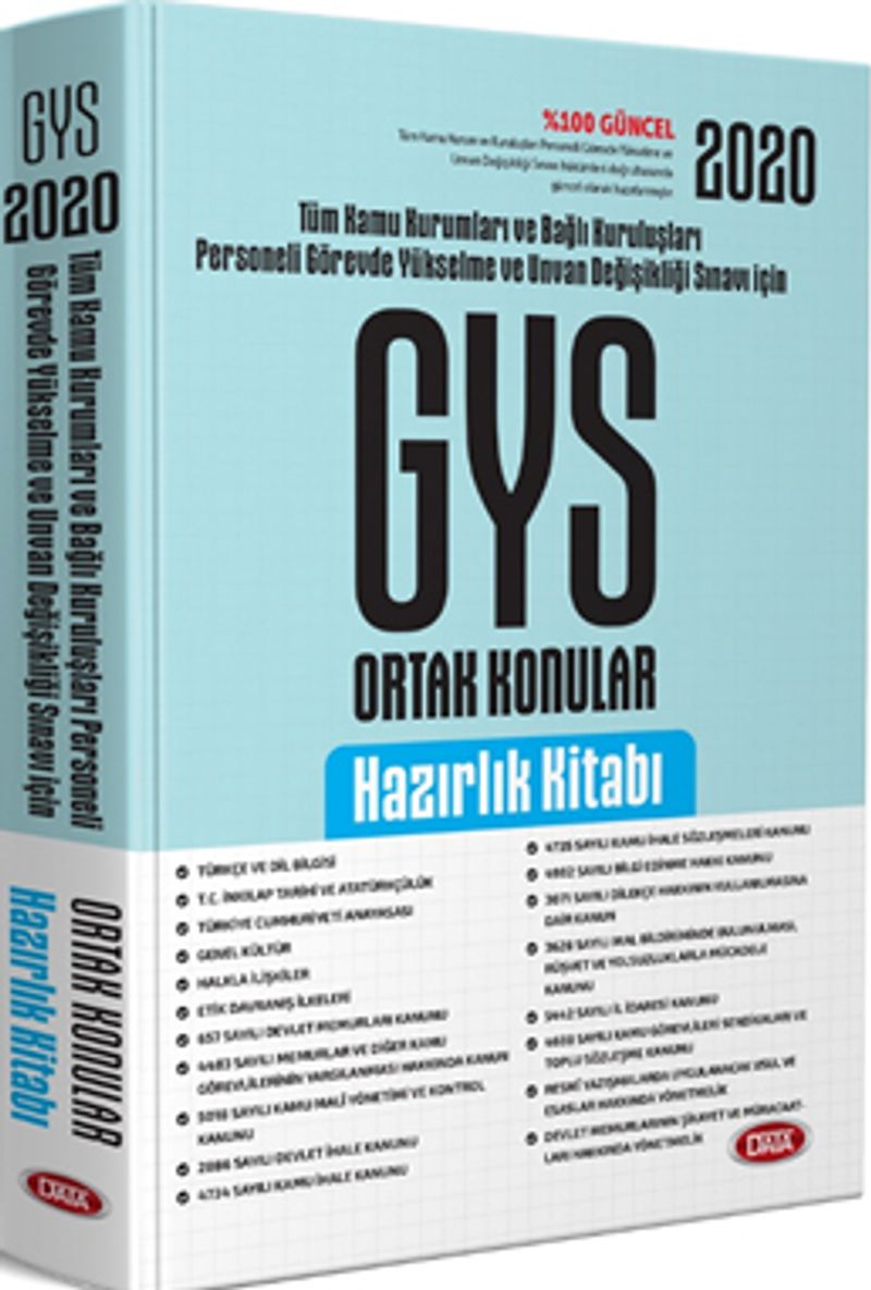 2020 Türkiye Kamu Kurumları ve Bağlı Kuruluşları Personeli GYS ve Unvan Değişikliği Ortak Konular Hazırlık Kitabı kitap kapağı
