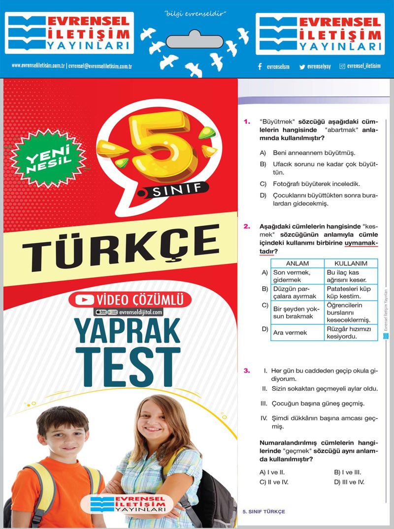 5. Sınıf Türkçe Yeni Nesil Yaprak Test kitap kapağı