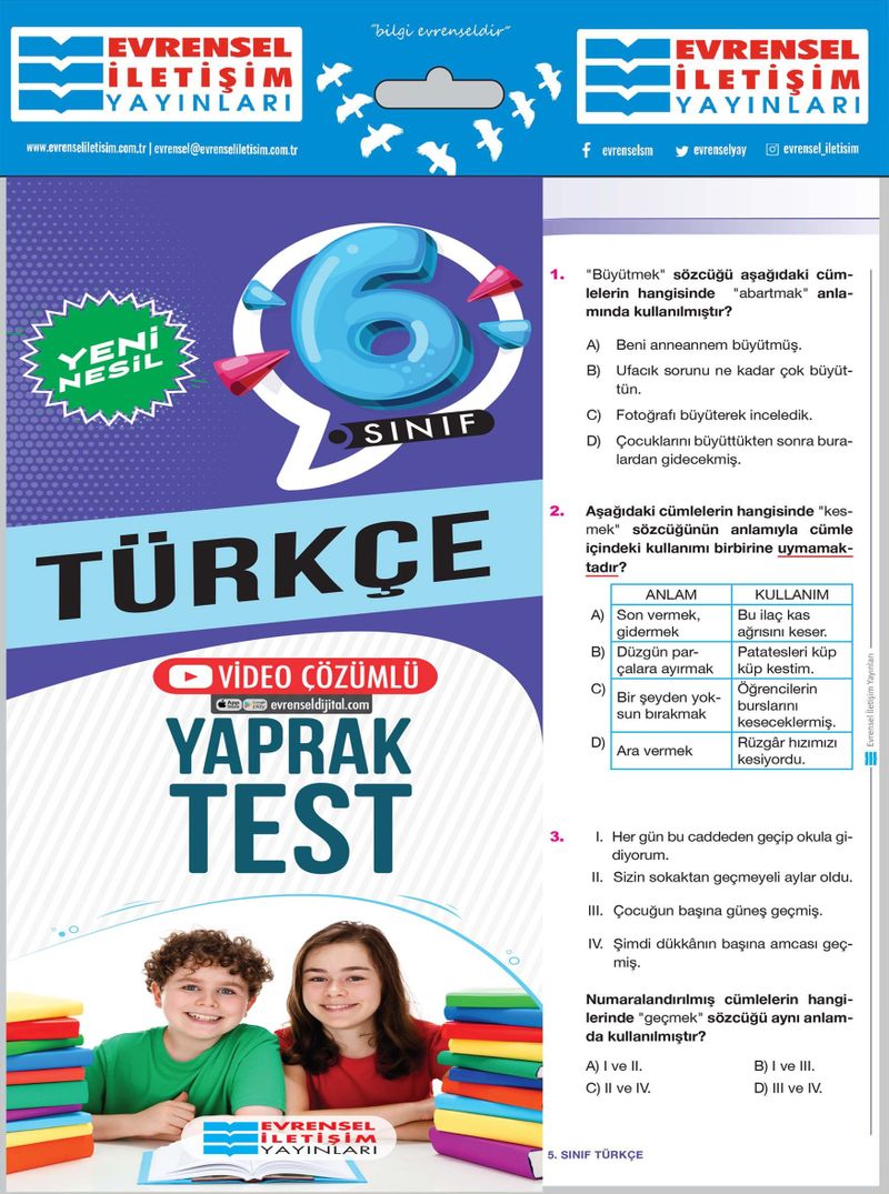 6. Sınıf Türkçe Yeni Nesil Yaprak Test kitap kapağı