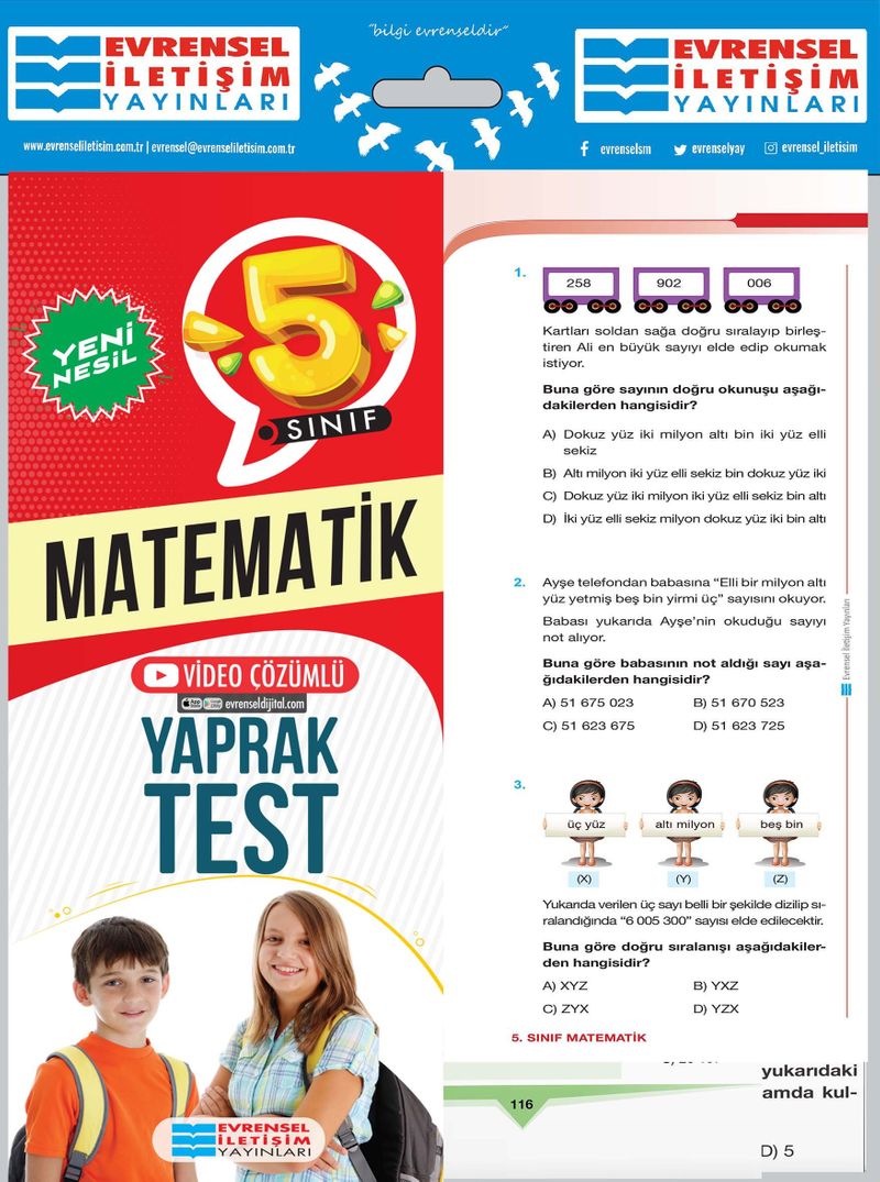 5. Sınıf Matematik Yeni Nesil Yaprak Test kitap kapağı