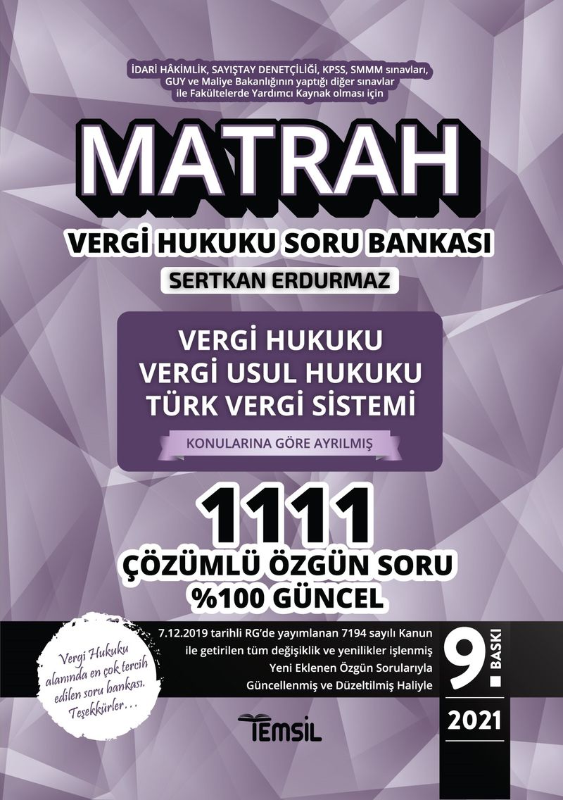 Matrah Vergi Hukuku ve Türk Vergi Sistemi Çözümlü Soru Bankası kitap kapağı