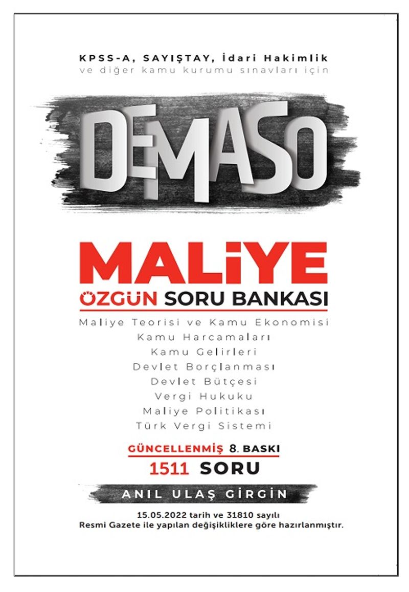 KPSS A Grubu DEMASO Maliye Özgün Soru Bankası kitap kapağı