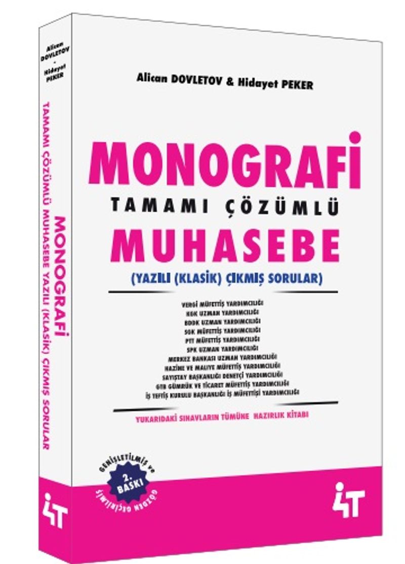 Monografi Tamamı Çözümlü Muhasebe Yazılı (Klasik) Çıkmış Sorular kitap kapağı