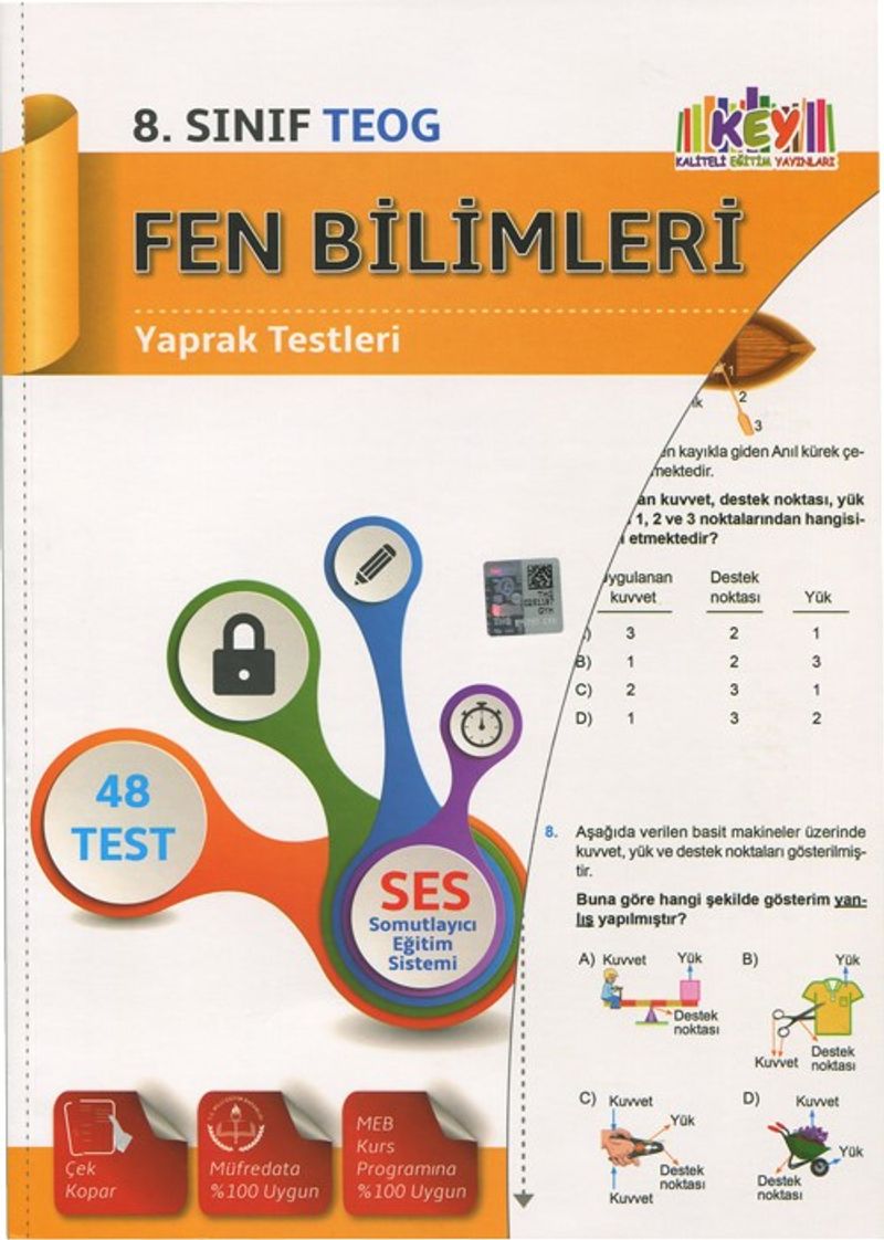 8. Sınıf Fen Bilimleri Yaprak Testleri kitap kapağı