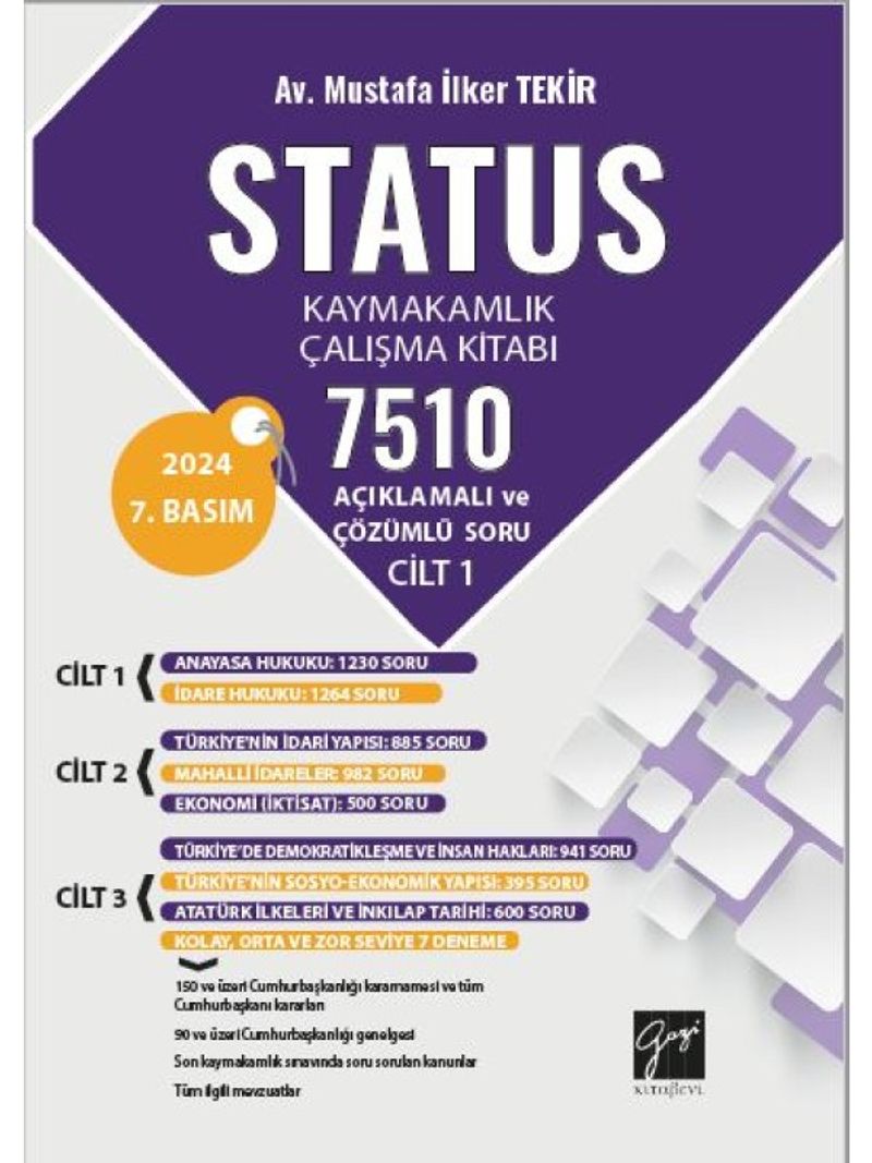 Status Kaymakamlık Çalışma Kitabı 7510 Açıklamalı Ve Çözümlü Soru kitap kapağı