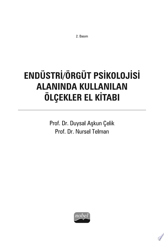 Endüstri/Örgüt Psikolojisi Alanında Kullanan Ölçekler El Kitabı kitap kapağı