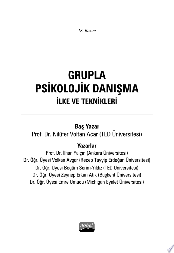 GRUPLA PSİKOLOJİK DANIŞMA - İlke ve Teknikleri kitap kapağı