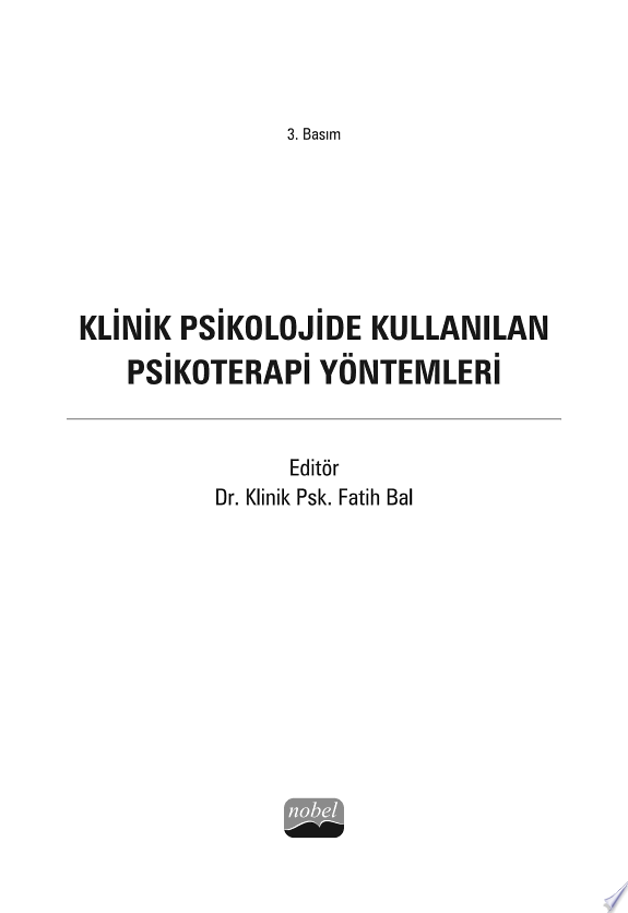 Klinik Psikolojide Kullanılan Psikoterapi Yöntemleri kitap kapağı