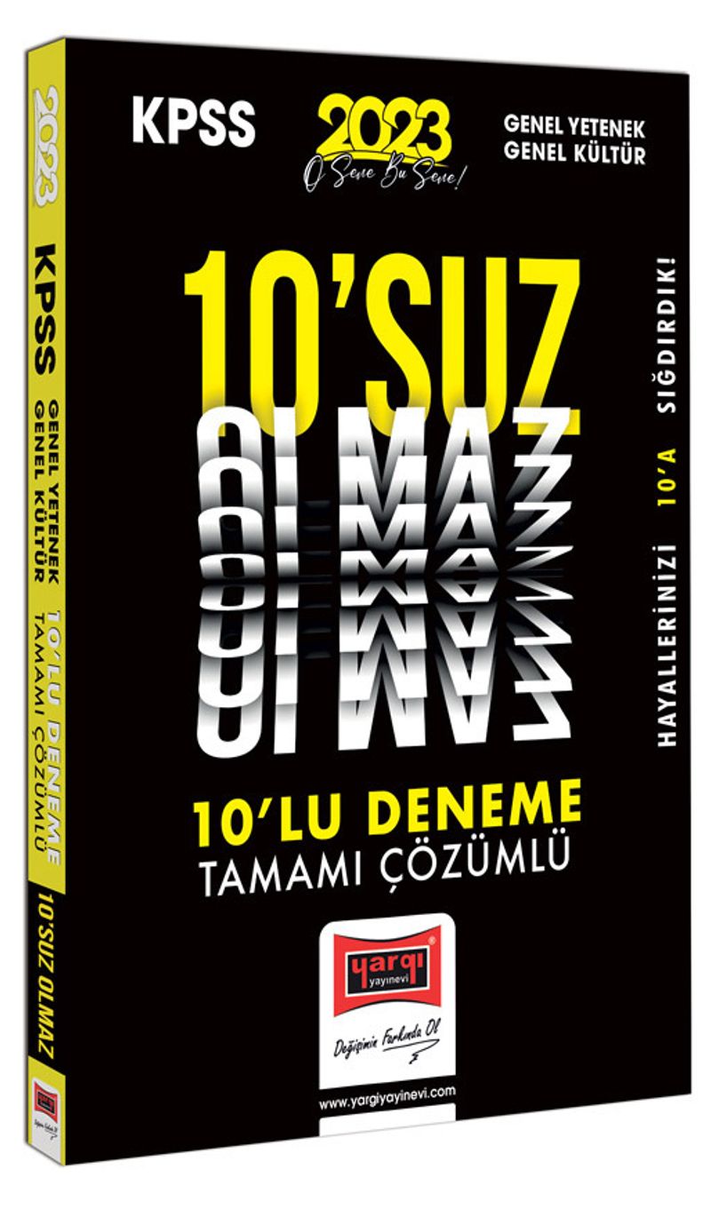 2023 KPSS Genel Yetenek Genel Kültür 10'suz Olmaz Tamamı Çözümlü 10 Deneme kitap kapağı