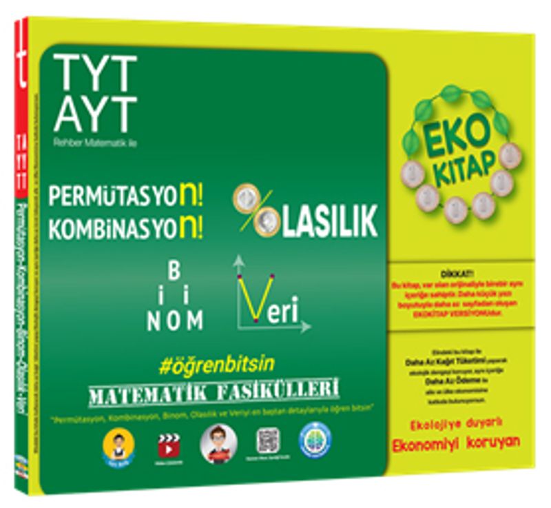 TYT-AYT Matematik Fasikülleri-Permütasyon, Kombinasyon, Olasılık, Binom, Veri Eko kitap kapağı