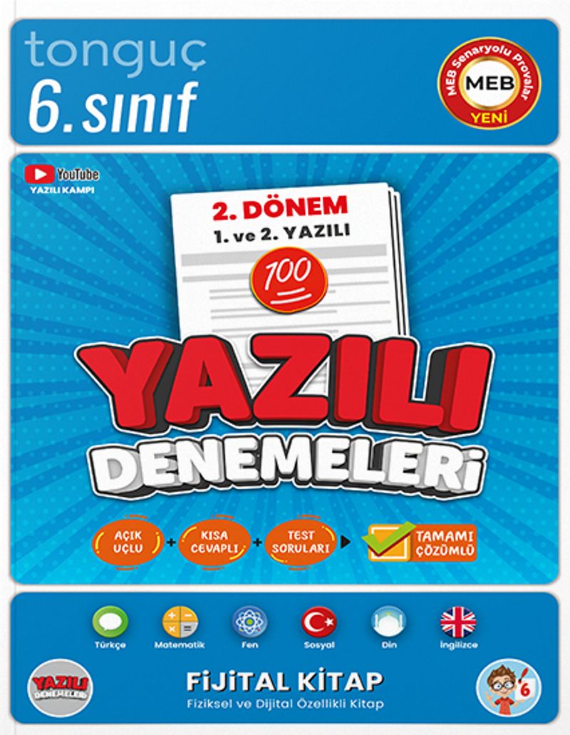 6. Sınıf Yazılı Denemeleri 2. Dönem 1 ve 2. Yazılı kitap kapağı
