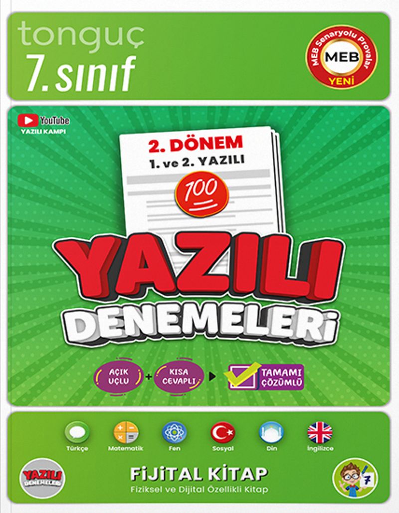 7. Sınıf Yazılı Denemeleri 2. Dönem 1 ve 2. Yazılı kitap kapağı