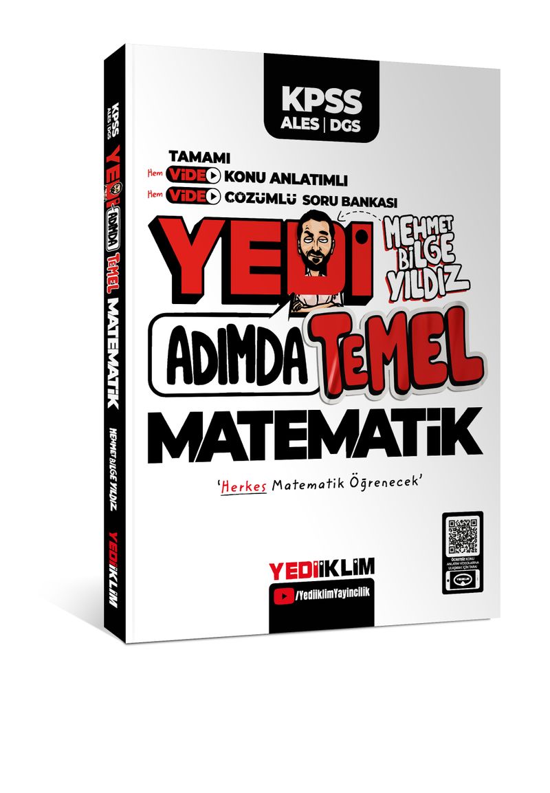 KPSS-ALES-DGS Yedi Adımda Temel Matematik Video Konu Anlatımlı Video Çözümlü Soru Bankası kitap kapağı