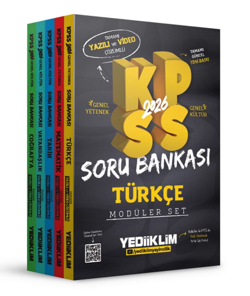 2026 KPSS Genel Yetenek Genel Kültür Tamamı Hem Yazılı Hem Video Çözümlü Modüler Set Soru Bankası (5 Kitap) kitap kapağı