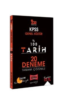 2022 KPSS Genel Kültür %100 Tarih Tamamı Çözümlü 20 Deneme kitap kapağı