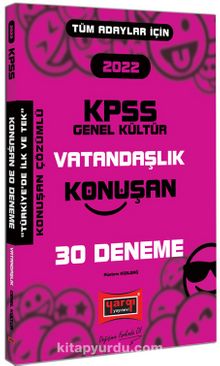 2022 KPSS Tüm Adaylar İçin Genel Kültür Vatandaşlık Konuşan 30 Deneme kitap kapağı