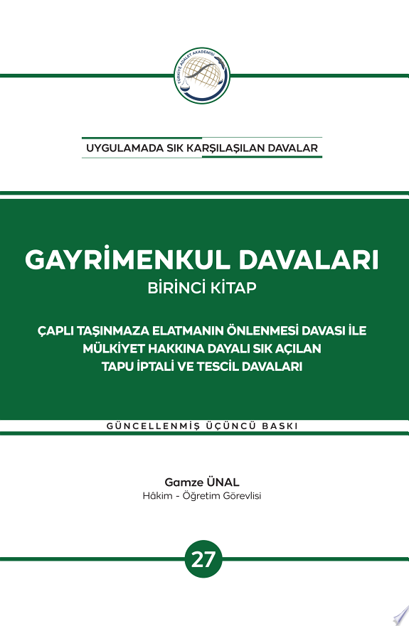 GAYRİMENKUL DAVALARI BİRİNCİ KİTAP 3. BASKI kitap kapağı