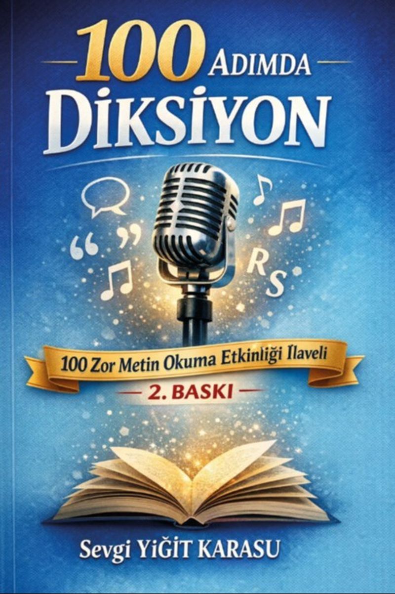 100 Adımda Diksiyon 100 Zor Metin Okuma Etkinliği İlaveli kitap kapağı