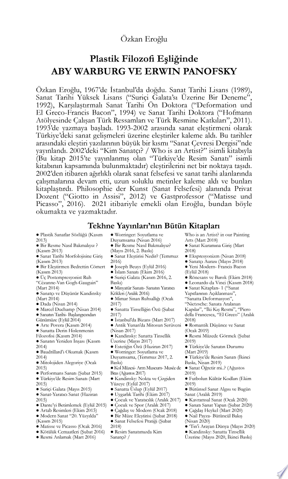 ABY WARBURG VE ERWIN PANOFSKY kitap kapağı