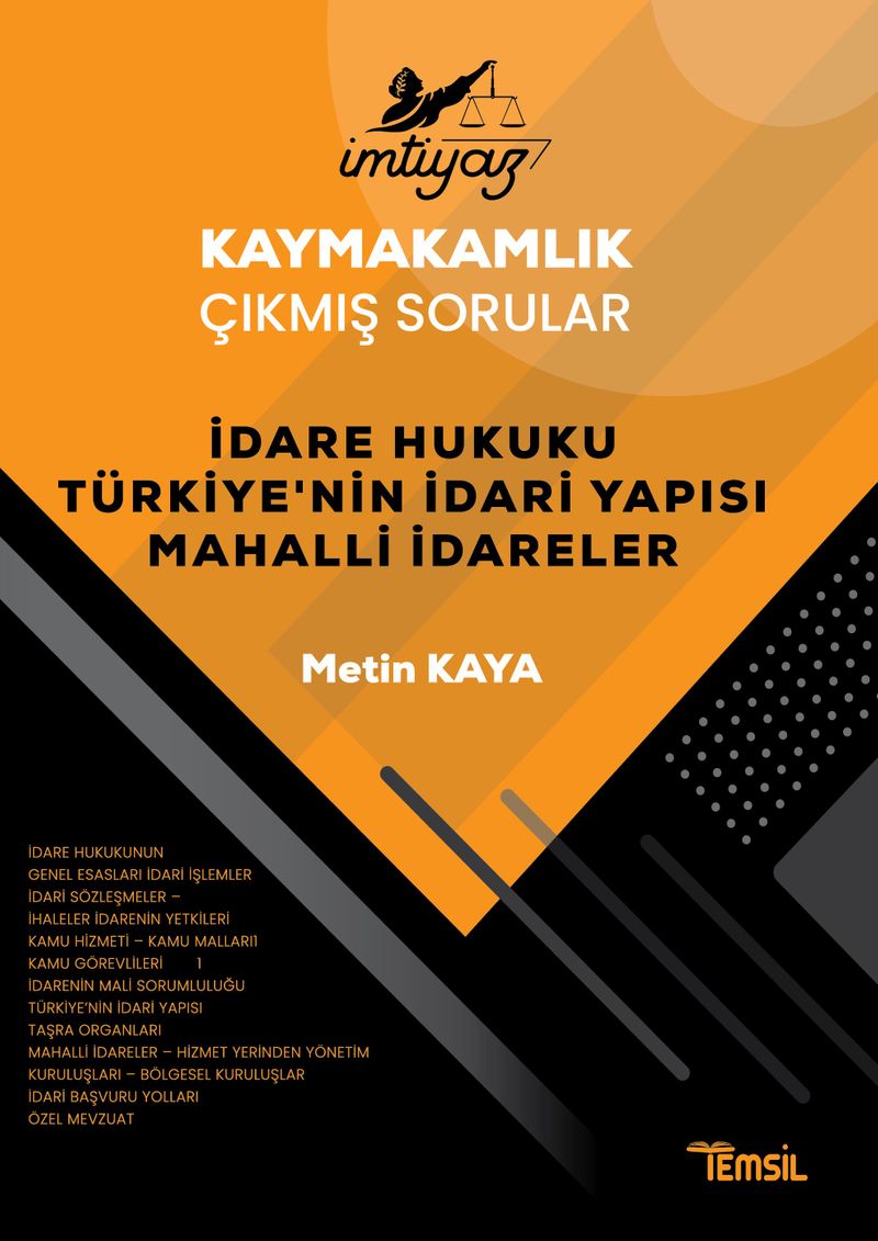 İmtiyaz Kaymakamlık Çıkmış Sorular İdare Hukuku Türkiye'nin İdari Yapısı Mahalli İdareler kitap kapağı