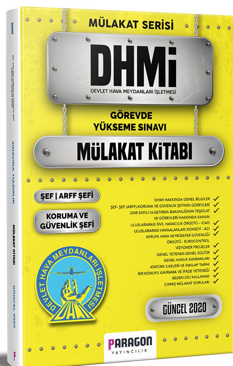 2020 DHMİ-Devlet Hava Meydanları İşletmesi Tüm Şef Kadroları için Çıkmış Sorularla Mülakat Kitabı kitap kapağı