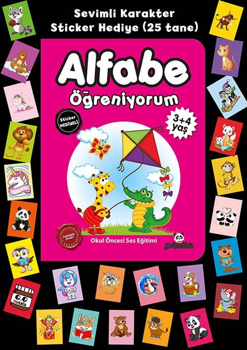 Stickerlı 3+4 Yaş Alfabe Öğreniyorum kitap kapağı
