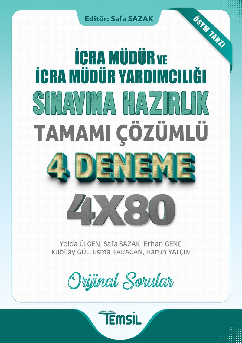 İcra Müdür ve İcra Müdür Yardımcılığı Sınavına Hazırlık Tamamı Çözümlü 4 Deneme kitap kapağı