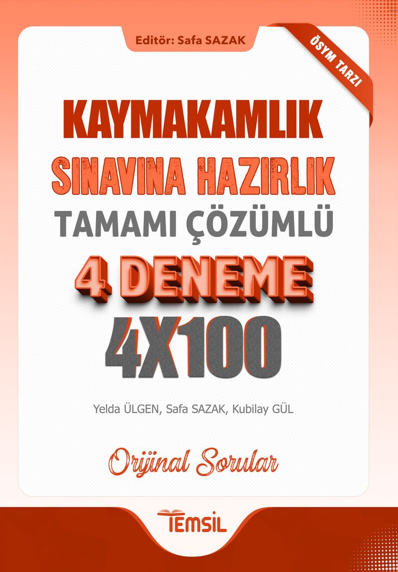 Kaymakamlık Sınavına Hazırlık Tamamı Çözümlü 4 Deneme kitap kapağı
