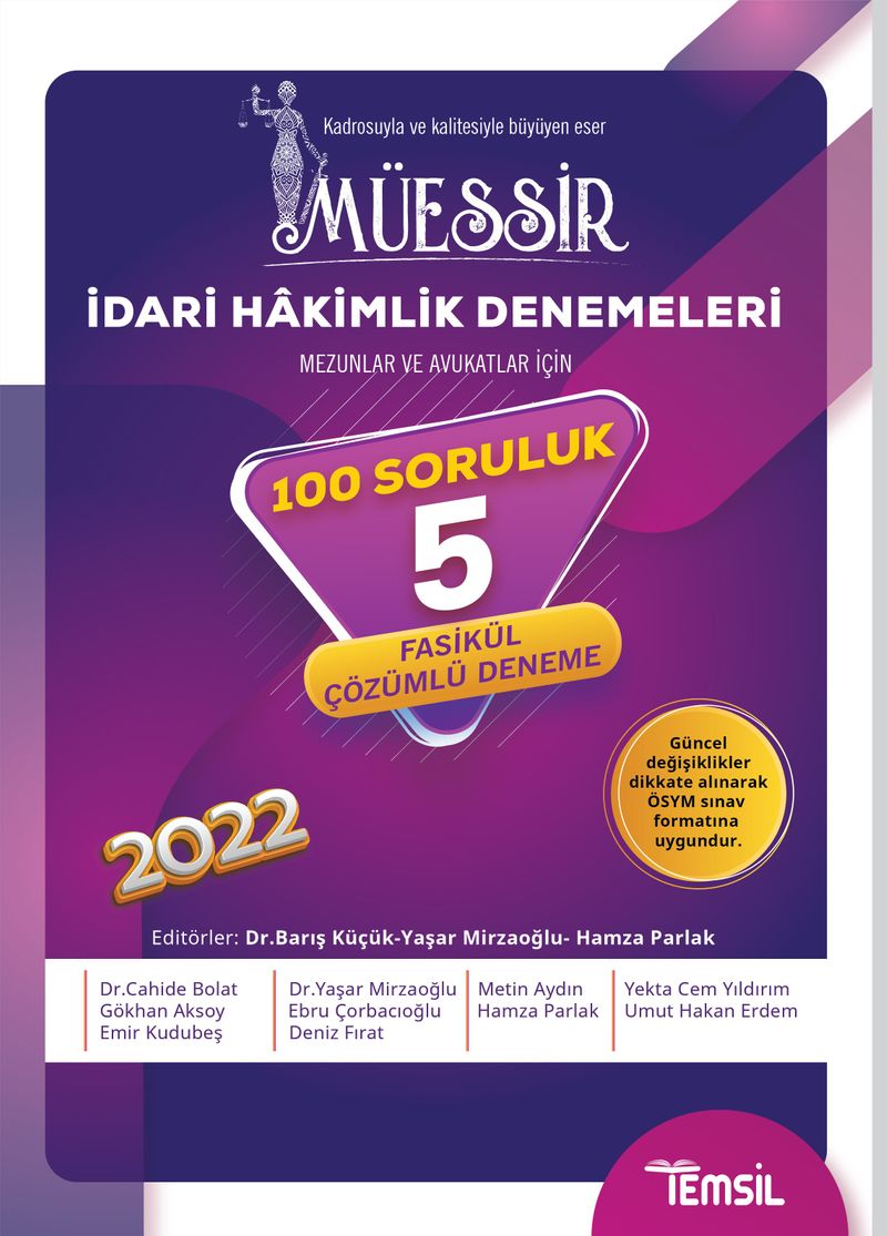 Müessir İdari Hakimlik Denemeleri Tamamı Çözümlü 5 Deneme kitap kapağı