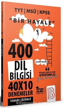 2022 TYT MSÜ KPSS Bir Hayale Serisi Dil Bilgisi Tamamı Çözümlü Deneme kitap kapağı