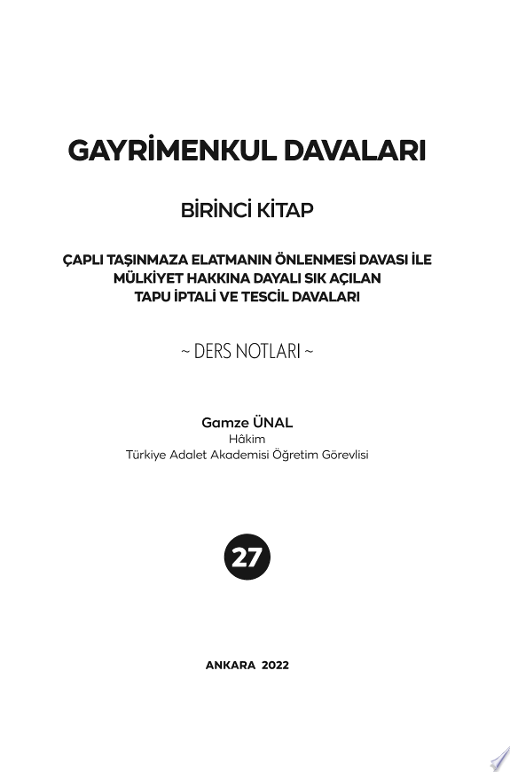 GAYRİMENKUL DAVALARI kitap kapağı