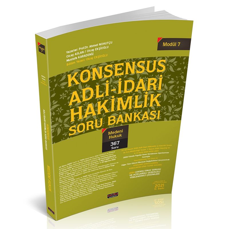KONSENSUS Adli İdari Hakimlik Medeni Hukuk Soru Bankası Modül 7 Savaş Yayınları 2021 kitap kapağı