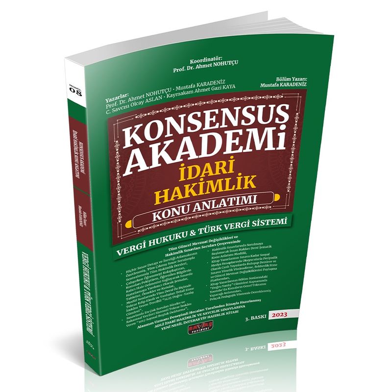 Konsensus Akademi İdari Hakimlik Vergi Hukuku ve Türk Vergi Sistemi Konu Anlatımı kitap kapağı
