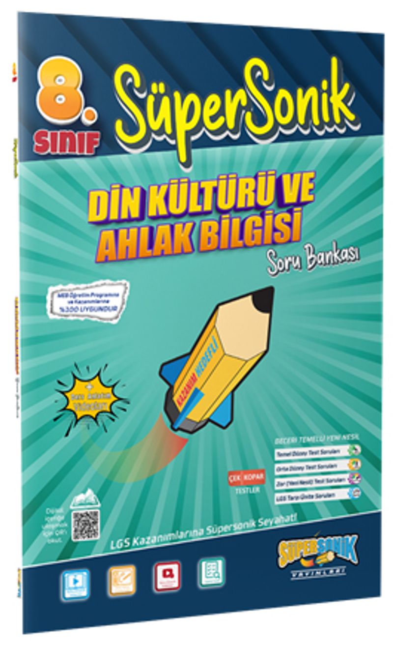 8. Sınıf Süpersonik Din Kültürü ve Ahlak Bilgisi Soru Bankası kitap kapağı